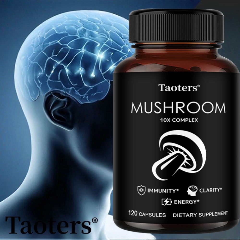 10 Mushrooms Supplement 120 Capsules - Immune System Booster & Nootropic Brain Supplement – with Lion’s Mane, Reishi, Maitake