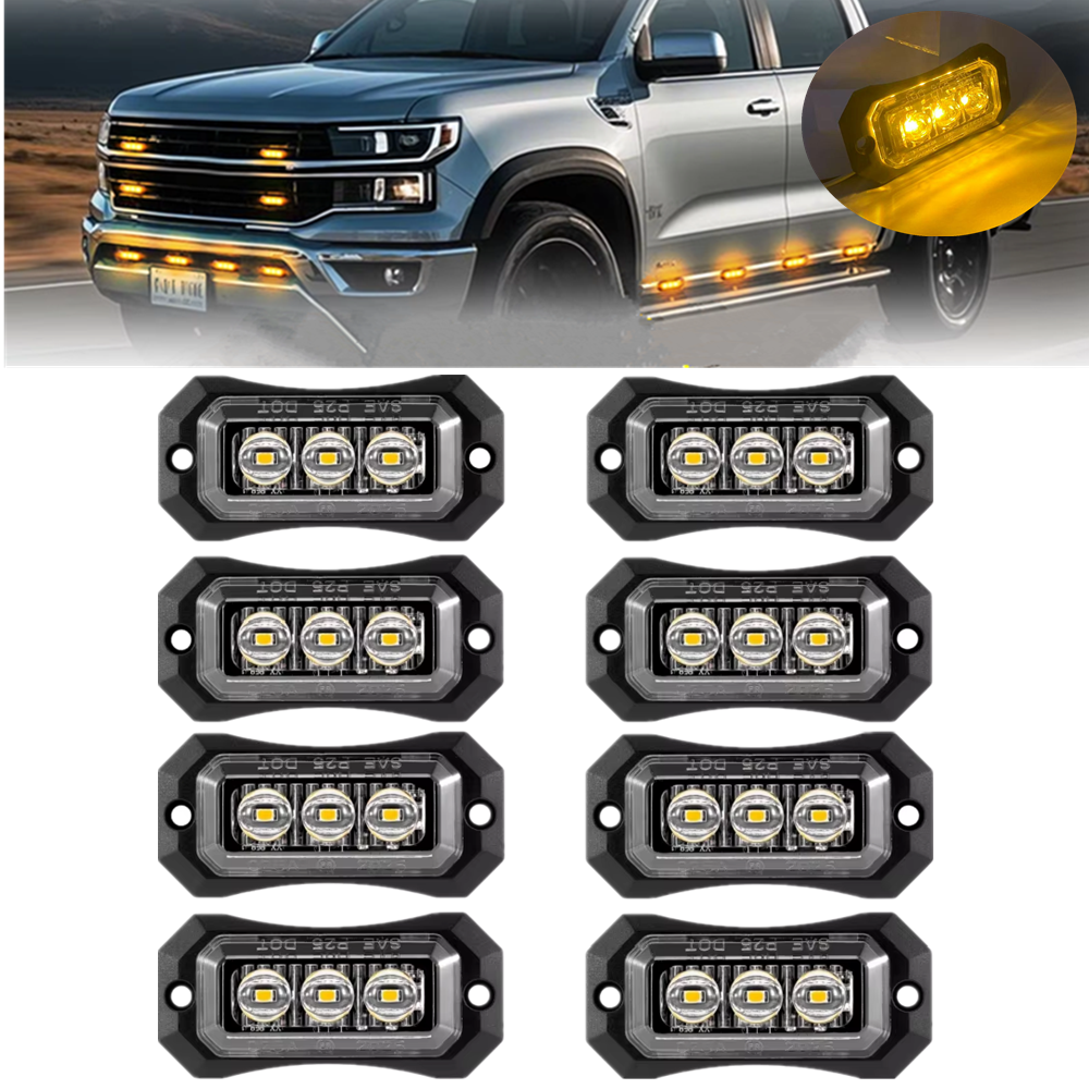 8 個トレーラー LED ライトトラックマーカーサイド照明ランプ 3LED 車バンピックアップトラックグリル警告クリアランスサイドマーカーライト