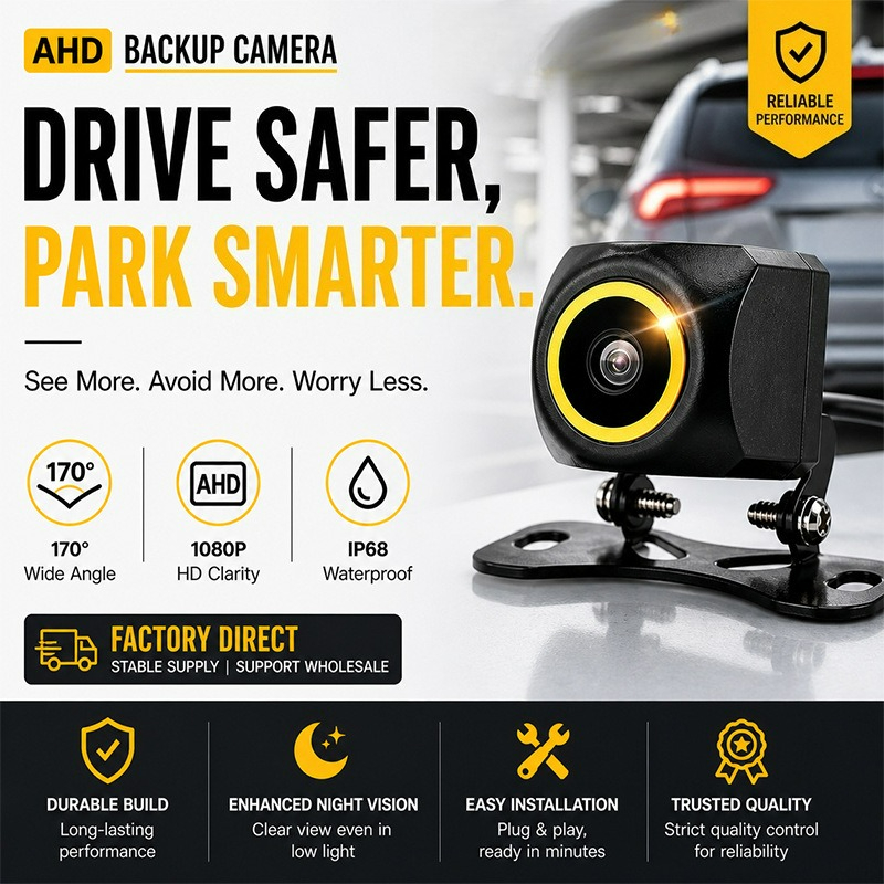 AHD 1080P HD 車逆転カメラ 170° 広角ナイトビジョンリアパーキングカム 3 ワイヤー制御ユニバーサルモーター用