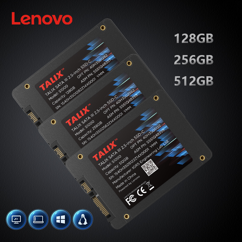 Lenovo TALIX SSD 2.5インチ SATA 3 III 128GB 256GB 512GB 1TB 内蔵ソリッドステートドライブ 500MB/s 高速 3D NAND ラップトップデスクトップ用