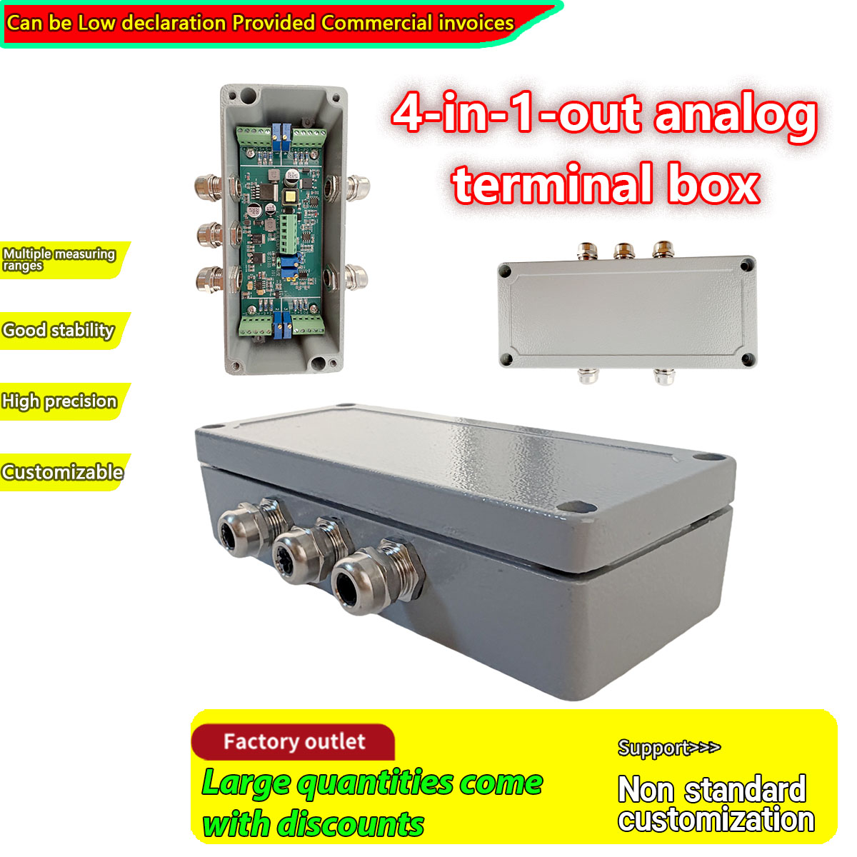 4イン1アウト電圧/電流デュアル出力デジタル計量トランスミッタ、DC12-24V、0-10V/4-20mA出力、ロードセルセンサー用