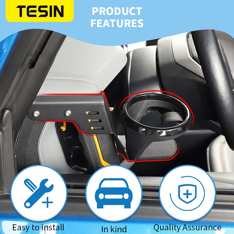 TESIN 車のピラーハンドル水カップホルダードリンクブラケットラックフォードブロンコ 2021 2022 2023 2024 2025 2026 インテリアアクセサリー