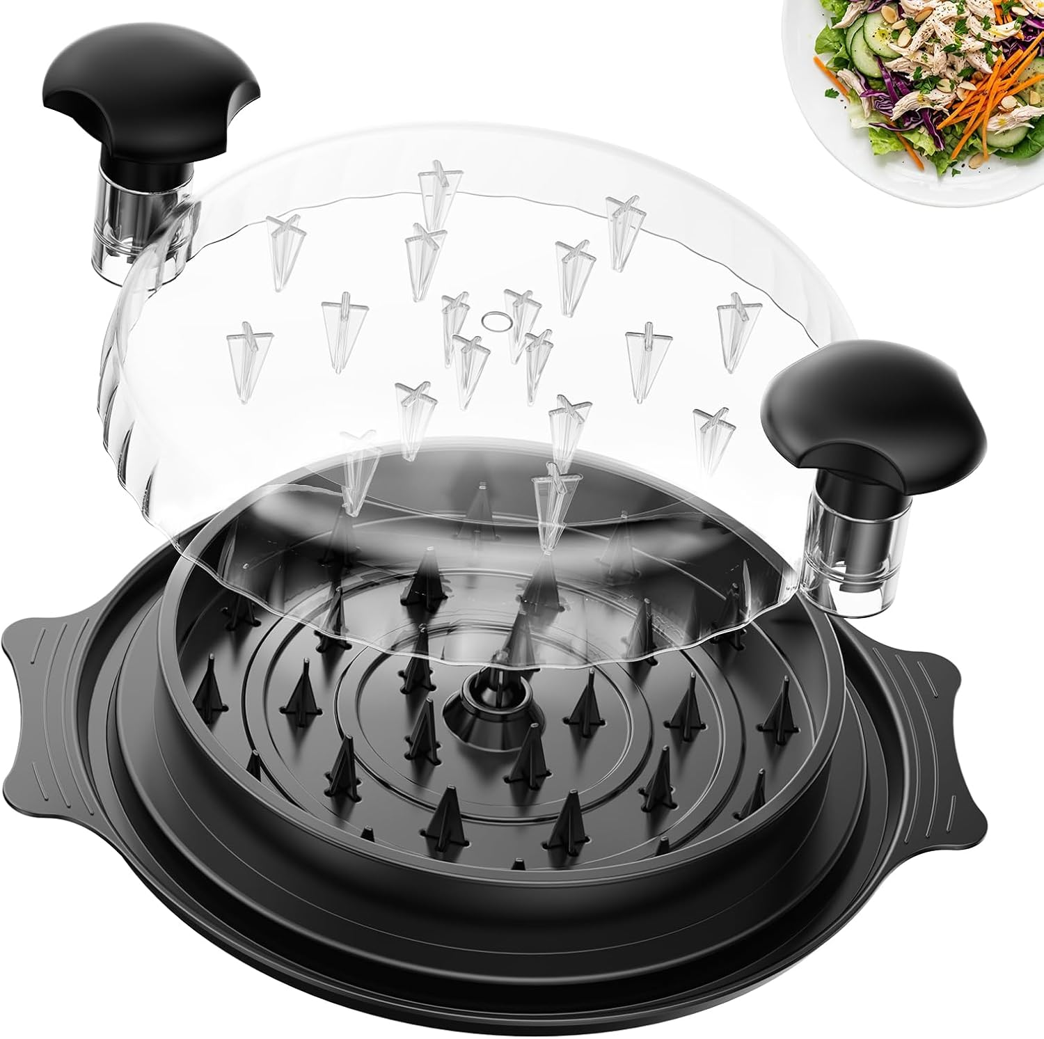 10フィートのトレイ付きチキンシュレッダー、ブラシ付き大型肉シュレッダーツールツイスト、BPAフリー肉グラインダー、目に見えるチキンシュレッダーマシン