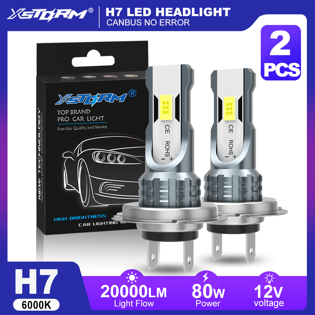 XSTORM H7 LED Fog Lights Bulbs H4 H11 9005 9006 LED Headlight for Car 80W 20000LM 6000K Auto Headlamps Plug & Play 12V 24V