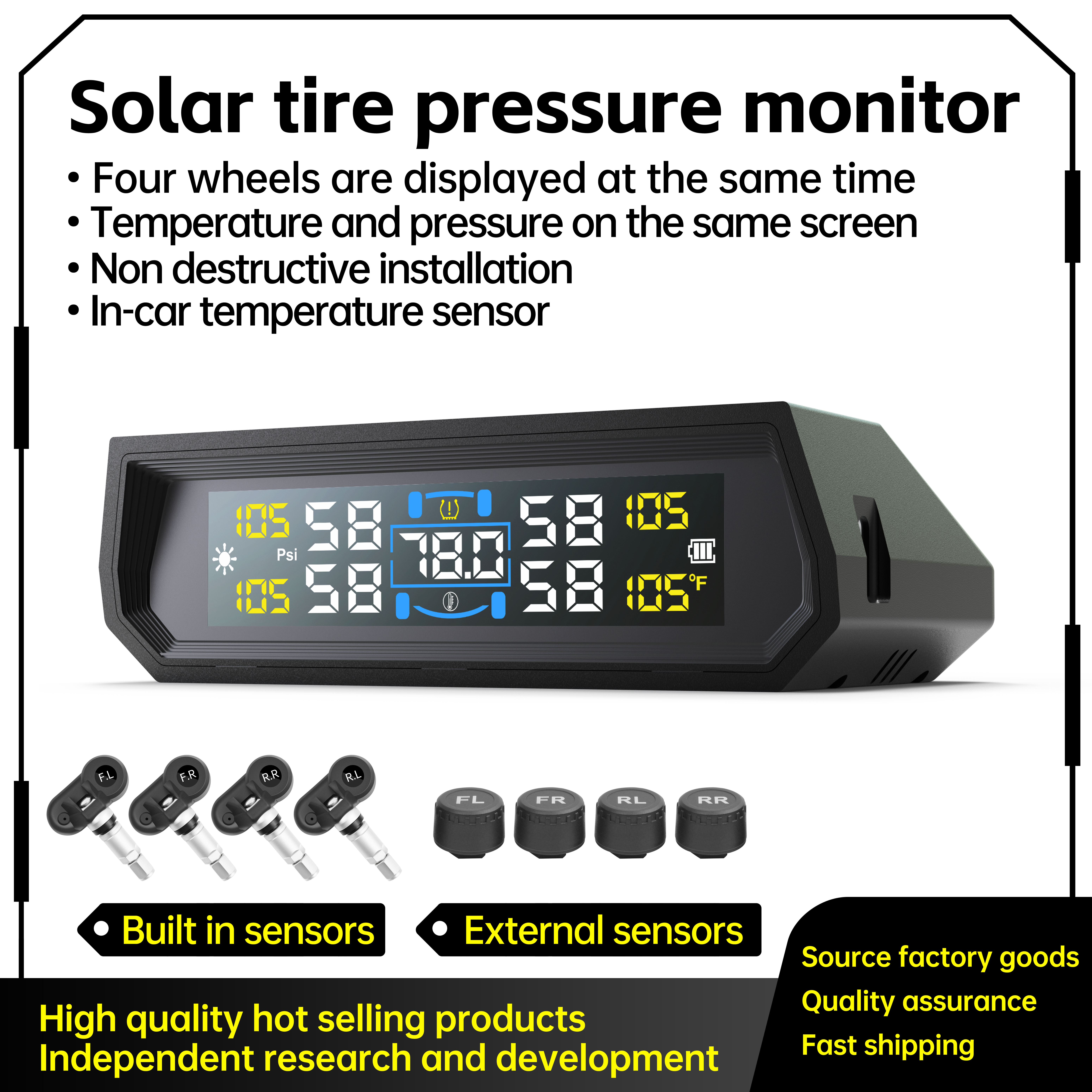 T17 8bar 車の TPMS センサー Tpms USB 車のデジタル タイヤ ゲージ スペアタイヤ内部/外部 4 センサー システム