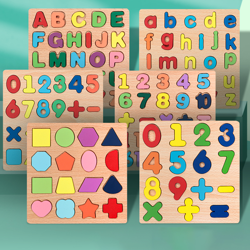 子供アルファベット算術数字幾何学的形状木製パズルモンテッソーリ幼児学習教育ゲームおもちゃ子供のため