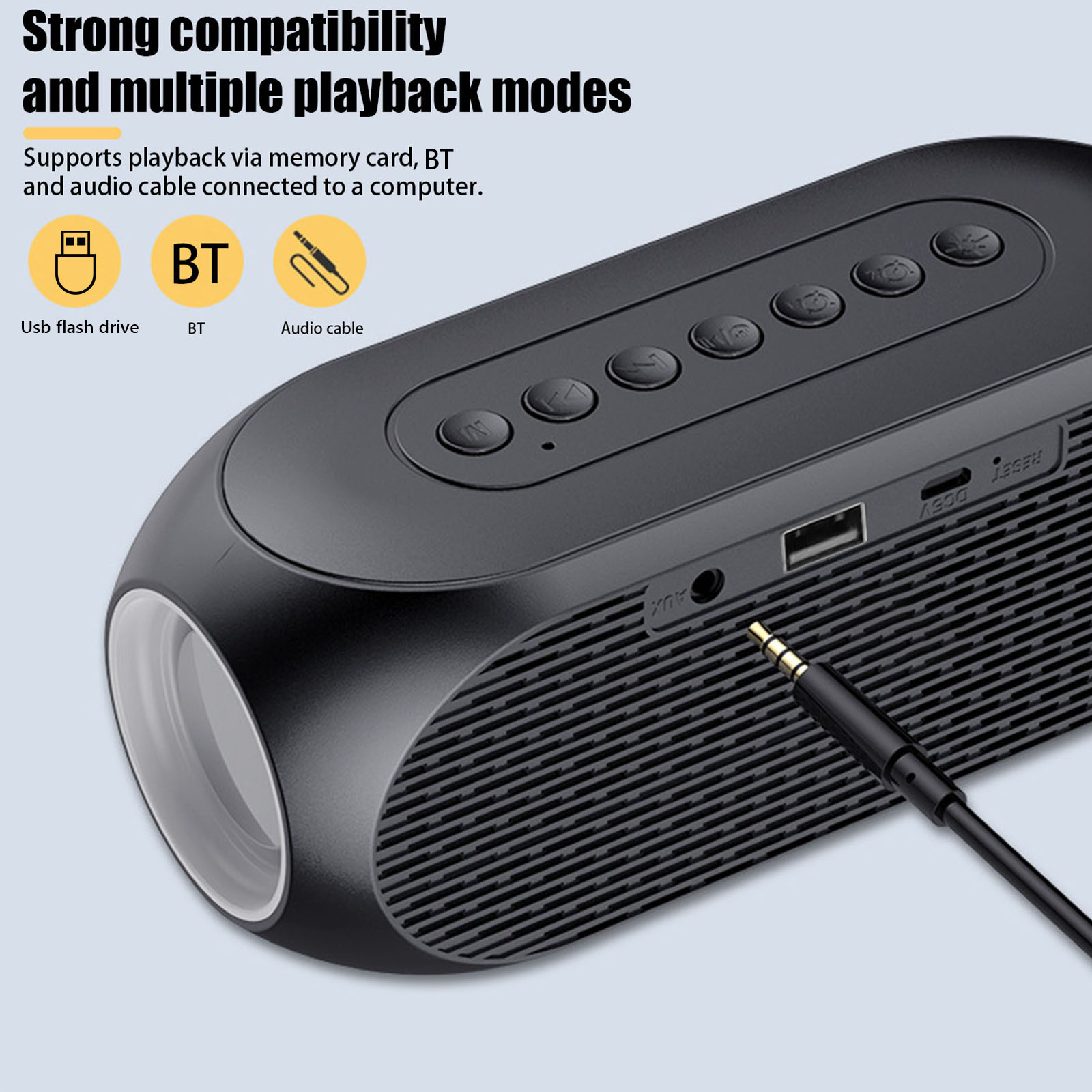ワイヤレス RGB BT スピーカー 目覚まし時計ラジオ FM 音楽プレーヤー付き 充電式デスクトップ小型 BT スピーカー パーティー アウトドア 旅行用