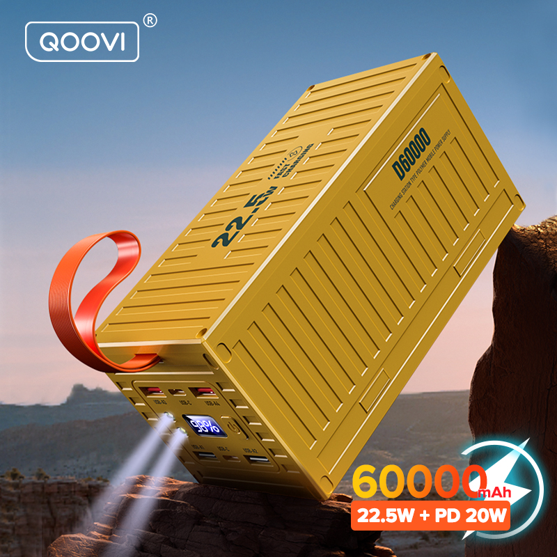 QOOVI 60000mAh パワーバンク 22.5 ワット PD QC 3.0 充電器パワーバンク大バッテリー容量発電所急速充電 iPhone Xiaomi
