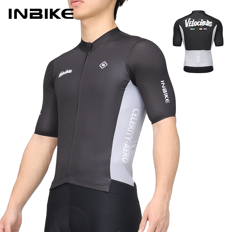 INBIKE プロフェッショナルサイクリングジャージ男性夏通気性速乾性自転車サイクリング半袖ロードバイク服ポケット
