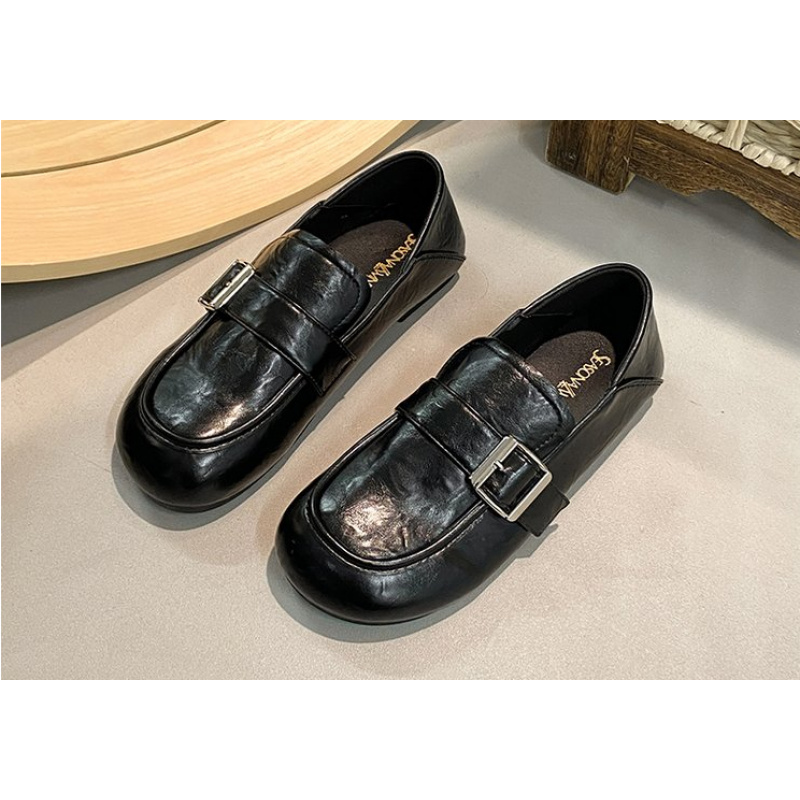 New Spring and Autumn Women's Soft Leather Loafers, Round-toe British Retro College Style, Everyday Comfort and Versatility