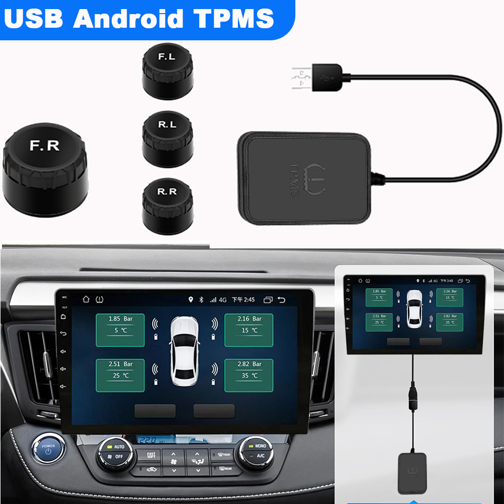 Android ナビゲーション TPMS センサー警報システム USB Android 車 TPMS ワイヤレス伝送タイヤ空気圧監視システム