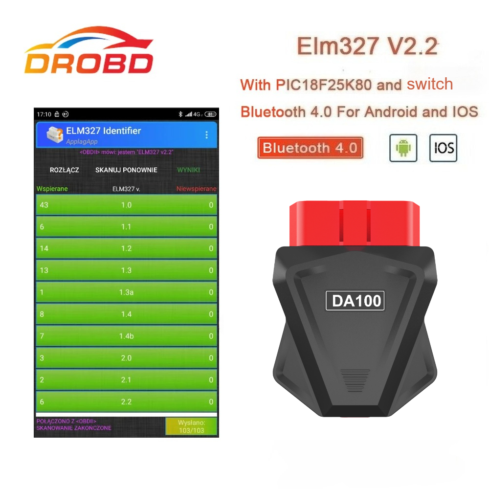 OBD2 ELM327 V2.2 診断ツール PIC18F25K80 Bluetooth 4.0 スキャンツール elm 327 V1.5 よりも優れた車の診断 odb2 obd2 スキャナ