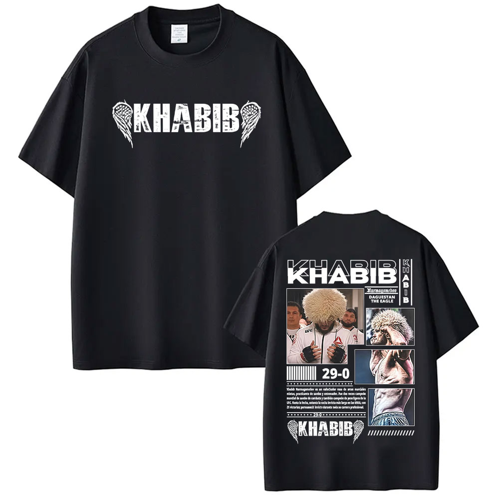 ハビブヌルマゴメドフ戦闘グラフィック Tシャツ紳士服原宿レトロ半袖 Tシャツ綿ルーズ特大 Tシャツ