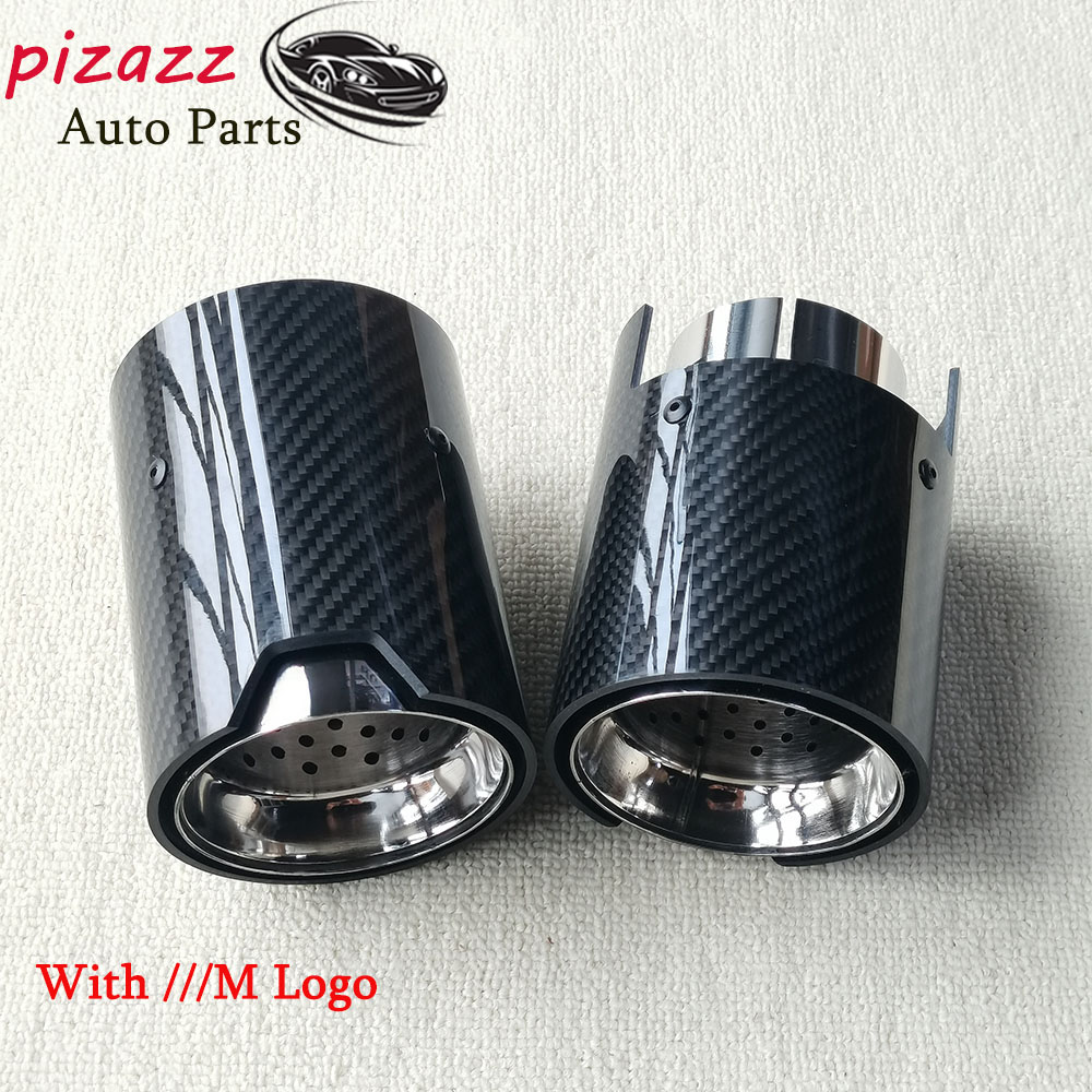 1 個光沢のあるカーボン排気管 BMW M2 M3 M4 M パフォーマンス M135i M235i M345i M240i M340i M440i シルバーステンレスマフラー先端