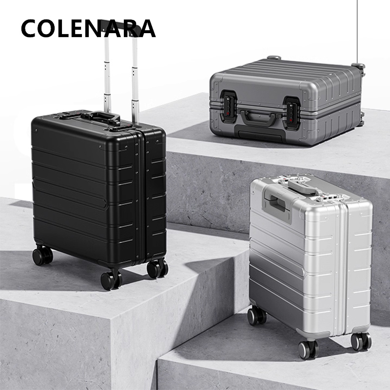 COLENARA メンズ 18 インチ荷物ビジネス搭乗ボックス小型全アルミニウムマグネシウム合金トロリーケースユニバーサルホイールスーツケース