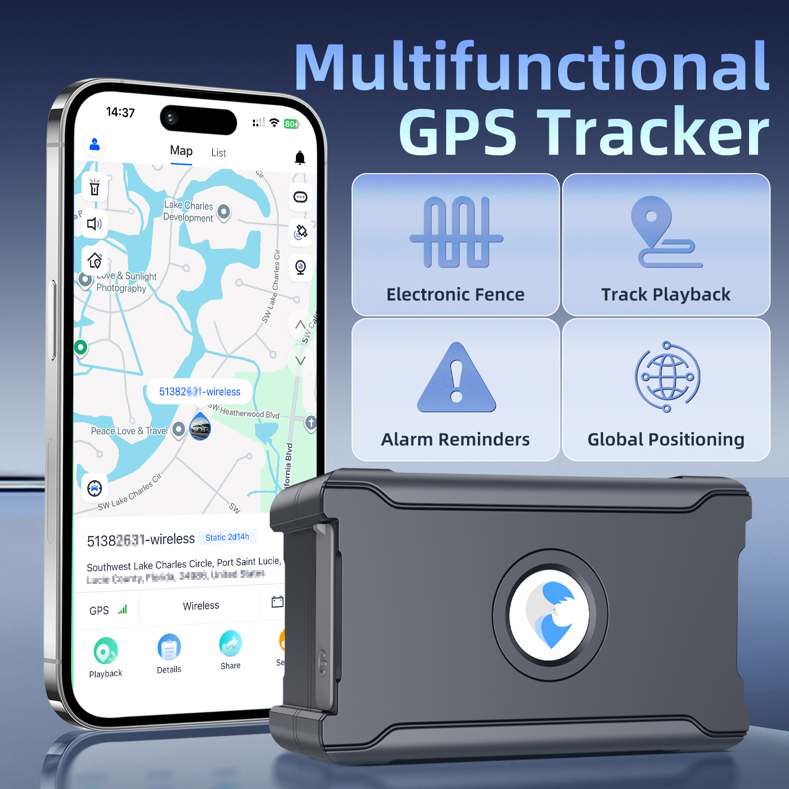 S20 4G GPS Car Tracker Magnetic Hidden Locator 60 Days Long Standby Real Time Tracking SOS Geo Fence Alert Require Service Plan