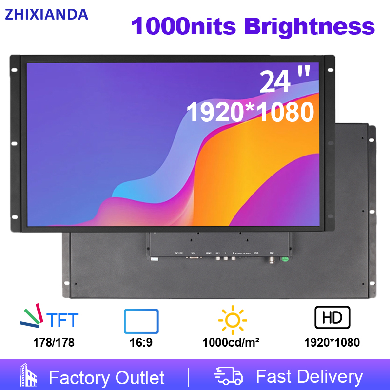 ZHIXIANDA 24 インチ 1000cd/m² 輝度 VESA マウント オープンフレーム PCAP タッチ スクリーン モニター Qutdoor キオスク用産業用 LCD ディスプレイ
