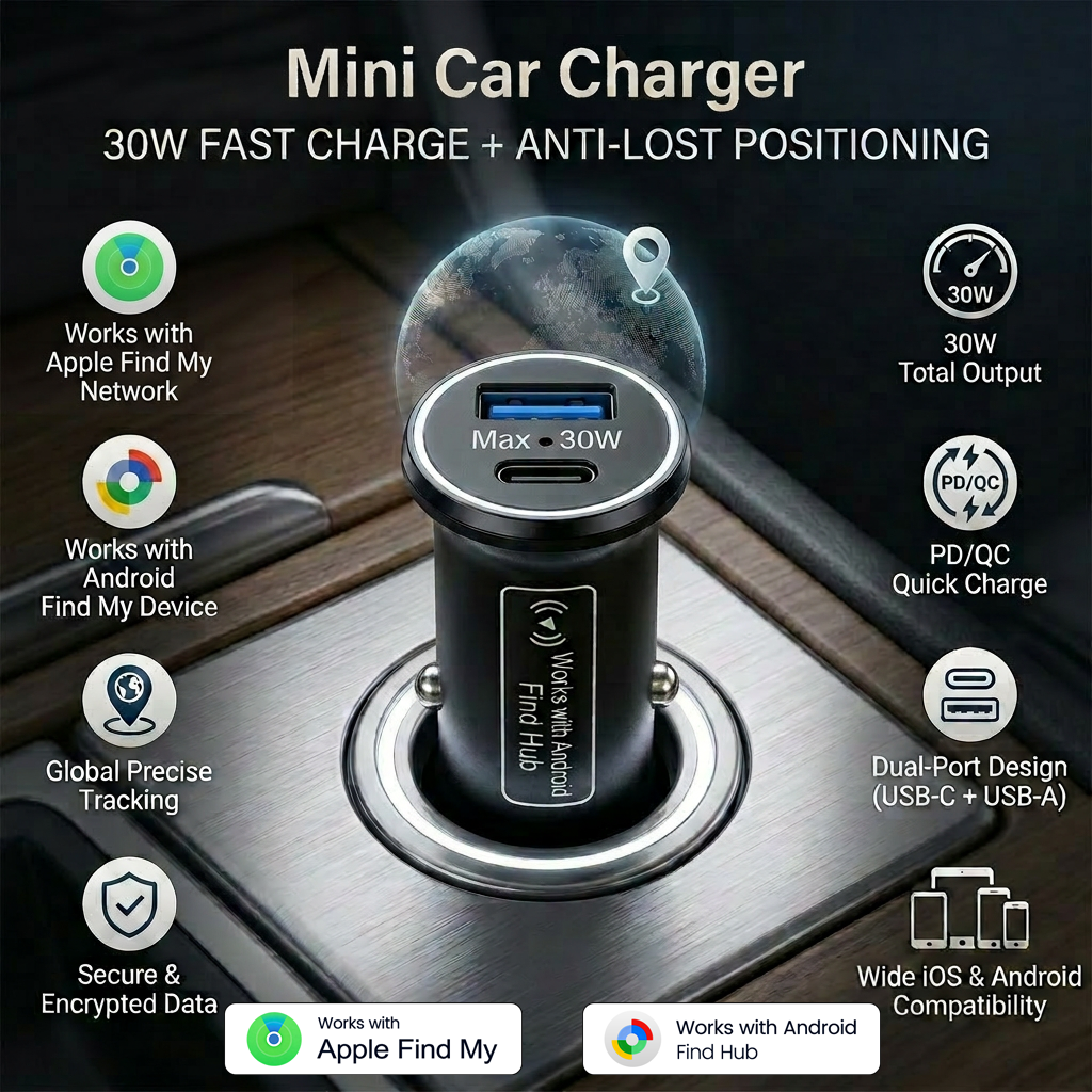 車の充電器 GPS ロケーター トラッカー シガー ライター 30 ワット USB タイプ C QC3.0 Apple で動作します