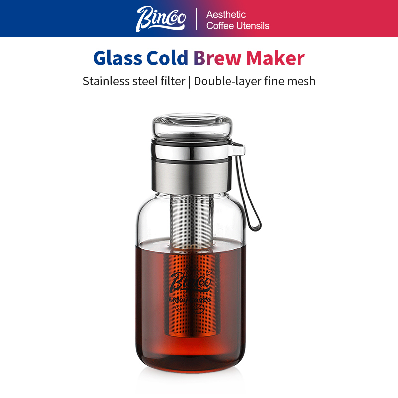 Bincoo 水出しコーヒーメーカーアイスコーヒーメーカーステンレス鋼ロングティー注入器気密水出しピッチャー