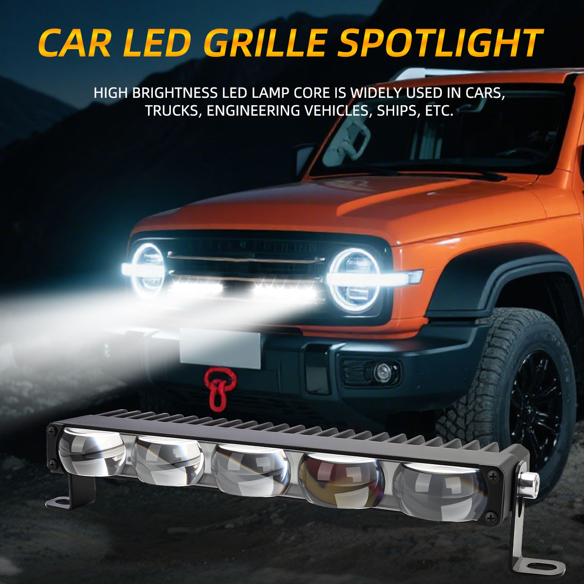 1PC 1/2/3/4/5 レンズデュアルカラースポットライトドライビングフォグライト車のフロントミドルグリル LED ワークライトバージープトラック SUV 12-24V