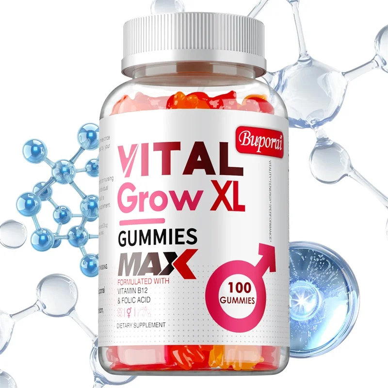Vital Grow XL 男性用グミ - エネルギー、持久力を向上させ、男性の活力とエネルギーを強化し、筋肉の成長と回復を促進します。