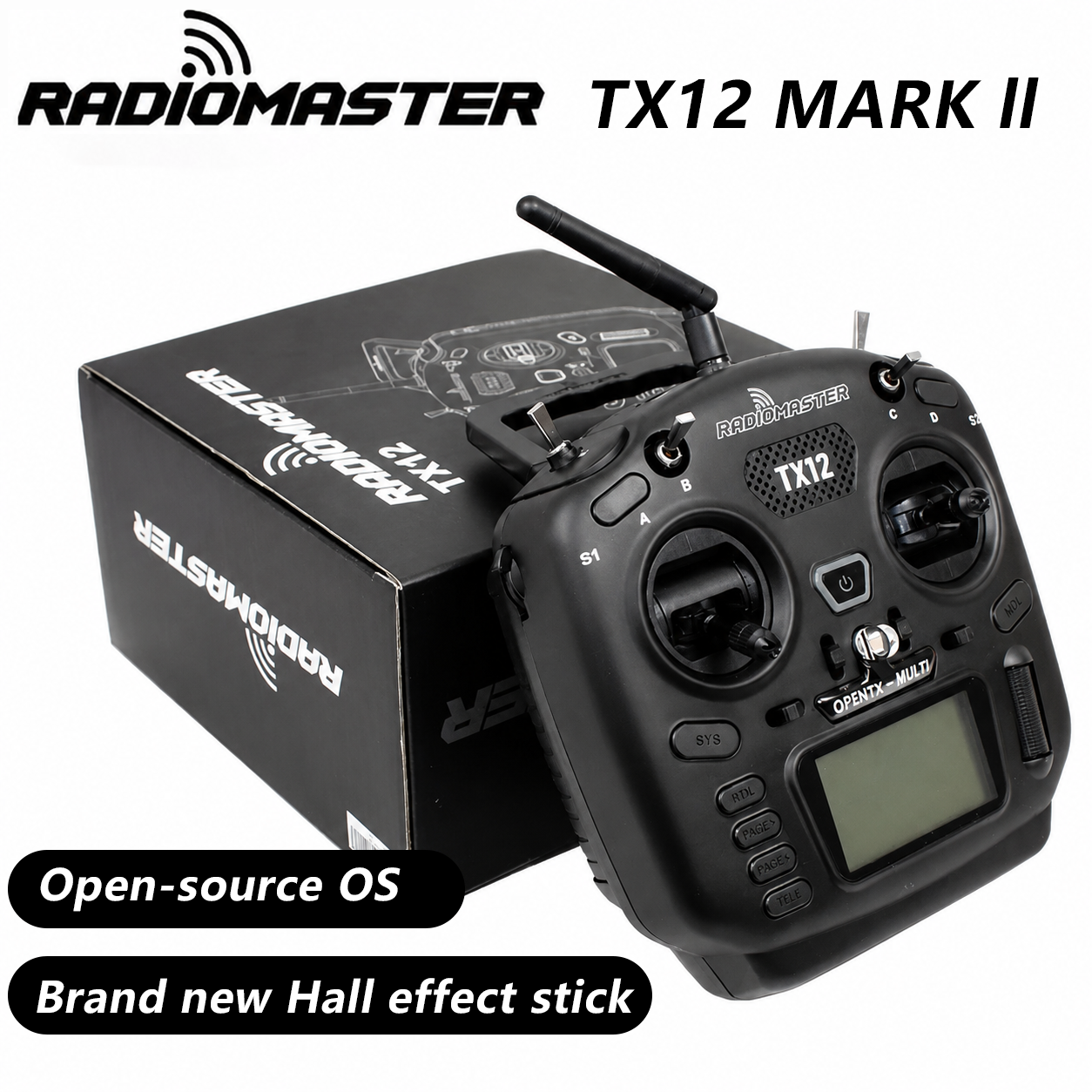 Radiomaster TX12 MK2 無線送信機、ELRS ホールセンサージンバル付き、FPV ドローン、RC 飛行機、飛行用オープンソース RC コントローラー