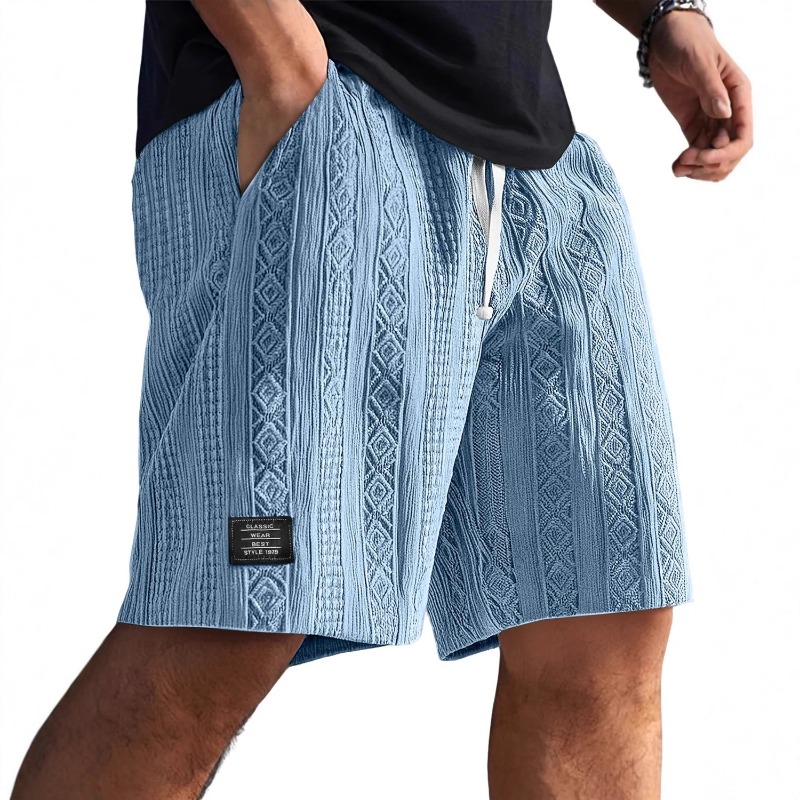 メンズジャカードカジュアルショーツ夏原宿固体スウェットパンツファッション男性ショートパンツレトロ男性服 Roupas ストリート新