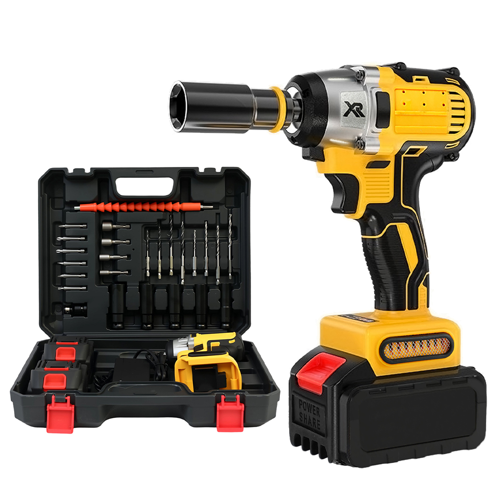 コードレスインパクトレンチ 1/2 インチ 20V 強力なブラシレスモーター 最大トルク 280ft-lbs (650N.m) 3.0Ah バッテリー 2 個 充電器 1 個 30 個