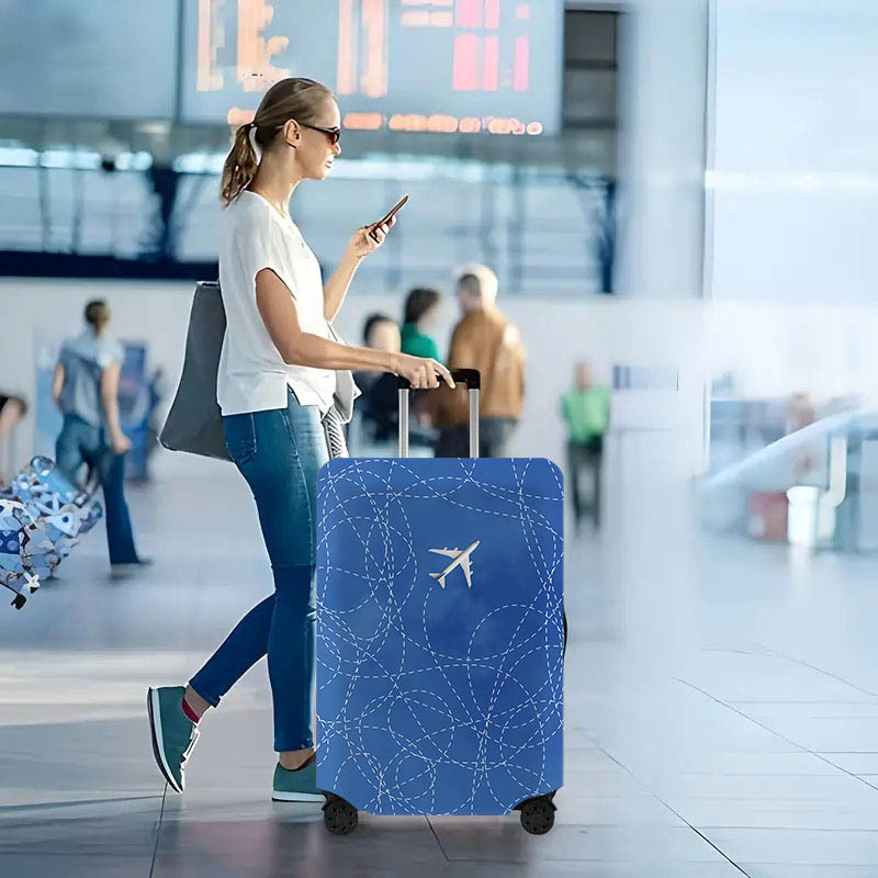 飛行機プリントのラゲッジカバー、防塵ストレッチトラベルアクセサリー、18～32インチのスーツケースに適合
