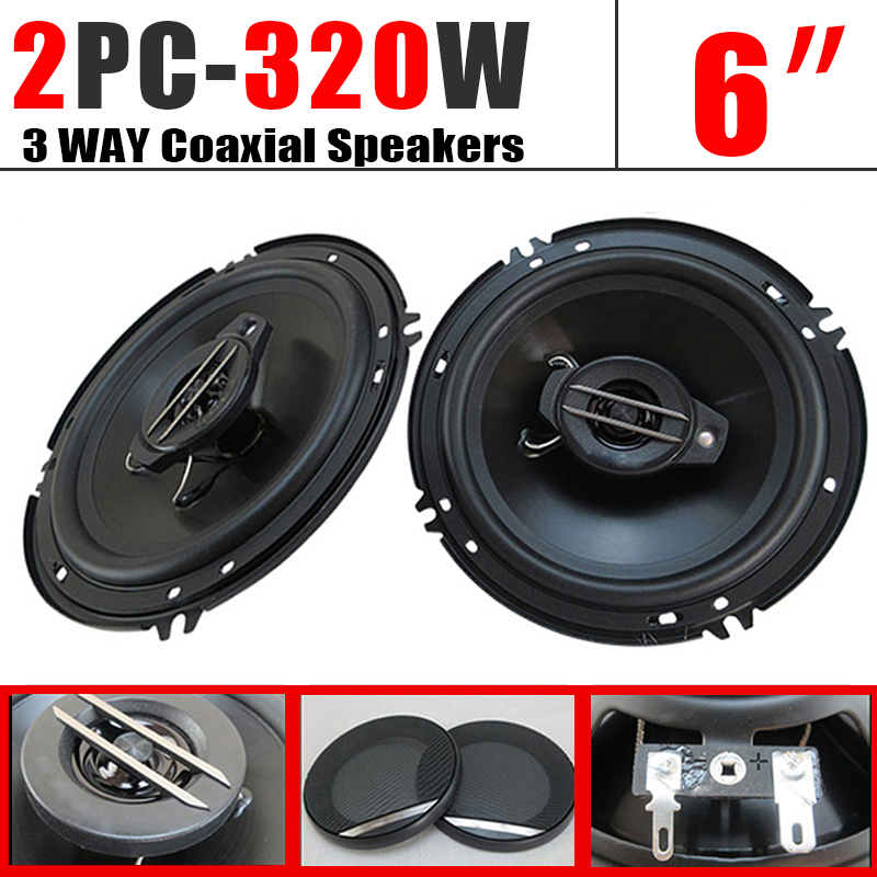 2 個 6 インチ 320 ワット 3 ウェイユニバーサル車同軸車の音楽ステレオフルレンジ Hi-Fi 車のトラックのドアスピーカーサラウンドサウンドシステム