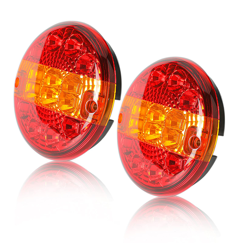 2 パック LED トレーラーリアライトラウンドトラックテールライトブレーキライトインジケーター防水 12 V 24 V トレーラートラックキャラバンバン用