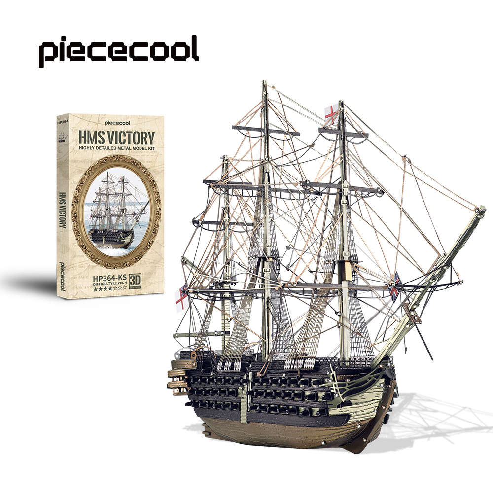 Piececool 3D メタルパズル HMS ビクトリー船モデル ジグソーセット 組み立てモデルキット 大人の頭の体操 DIY ボート コレクション用
