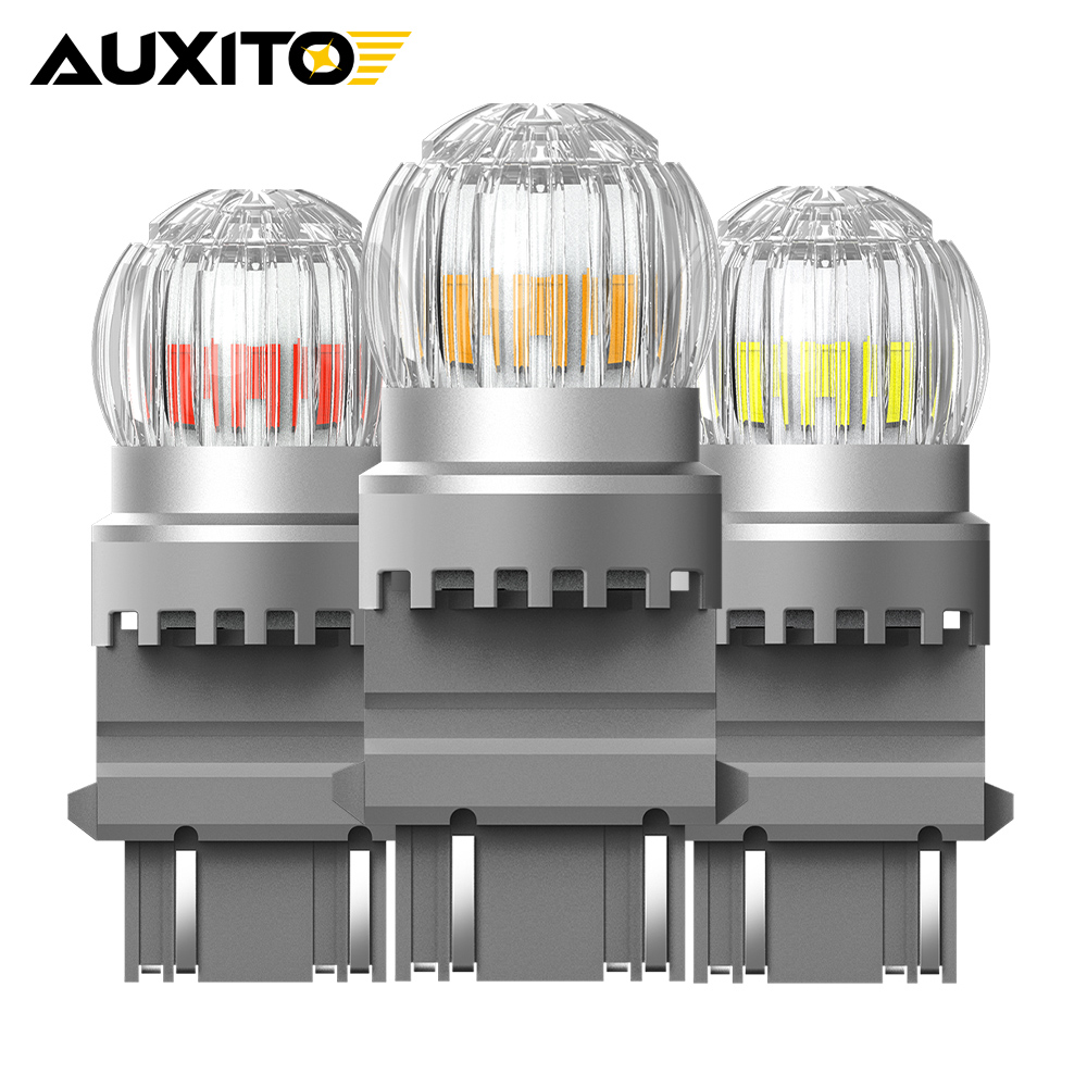 AUXITO 2 個 T25 3157 P27W P27/7W LED ライト白赤 3030SMD 3156 LED 電球ランプ DRL 車ブレーキストップリバースパーキングライト 12V