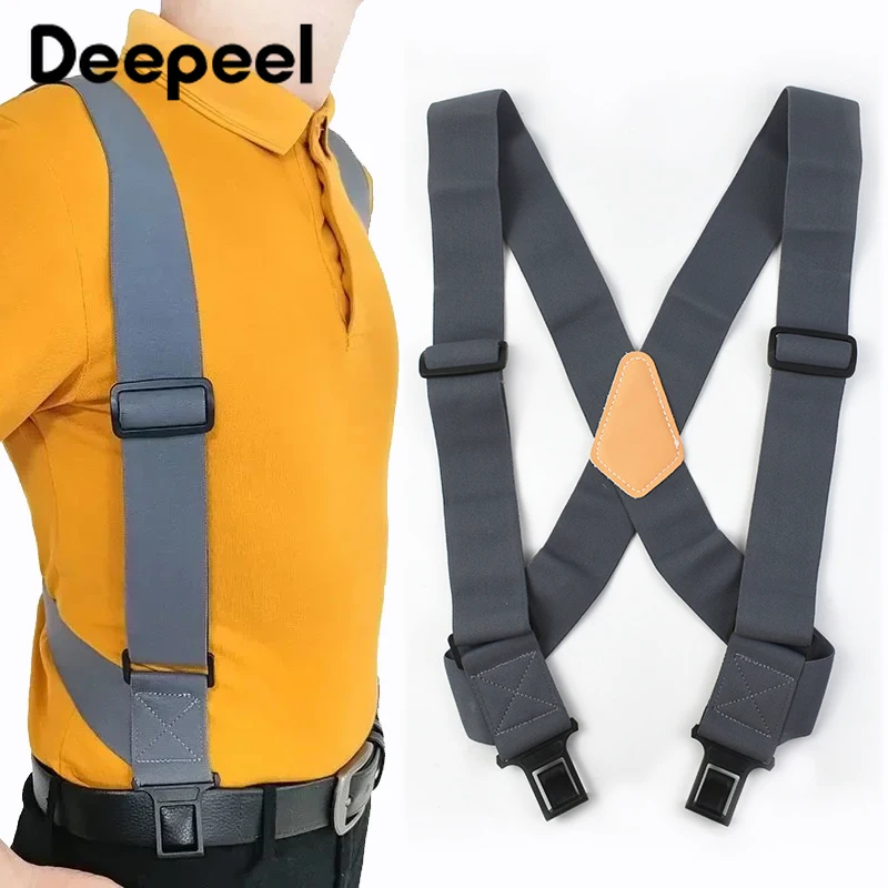 Deepeel 5*120 センチメートル大人メンズサスペンダー弾性拡大メンズブレース調節可能な X 型ストラップ男性気を付けろスポーツワークサスペンダー