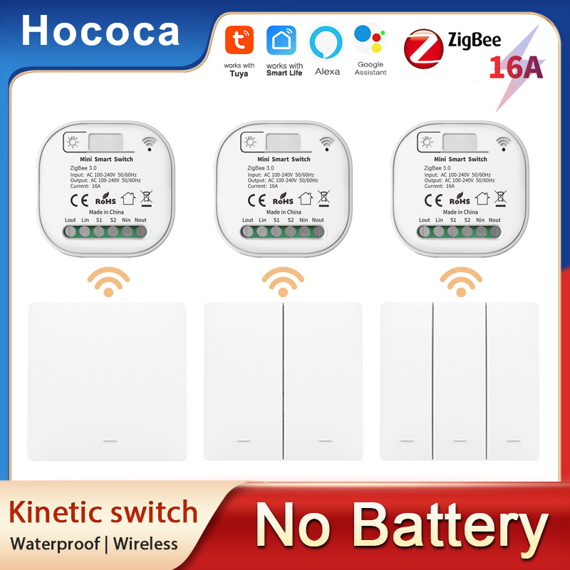Hococa 1/2/3 ギャング Tuya Zigbee 3.0 キネティックワイヤレススイッチ DIY 家全体スマートスイッチバッテリーなし防水