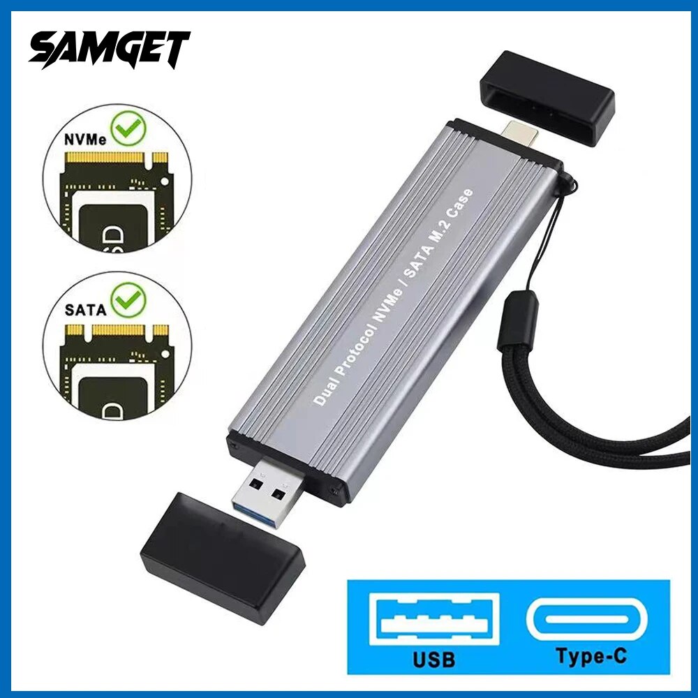 SAMGET M.2 SSD ケース M.2 to USB 3.1 Gen 2 10Gbps アルミニウムケース USBC USBA to NVMe PCIe 外部エンクロージャ M2 NVMe SSD 用