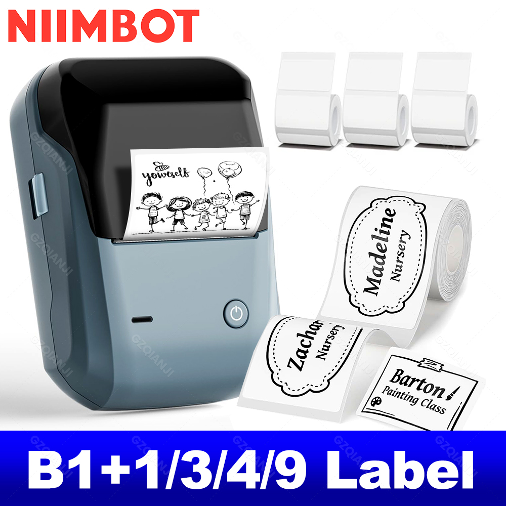 NIIMBOT B1 ポータブルサーマルプリンタとテープ 2 インチ粘着ラベルマシンミニ Bluetooth ステッカーメーカー防水ラベルロール