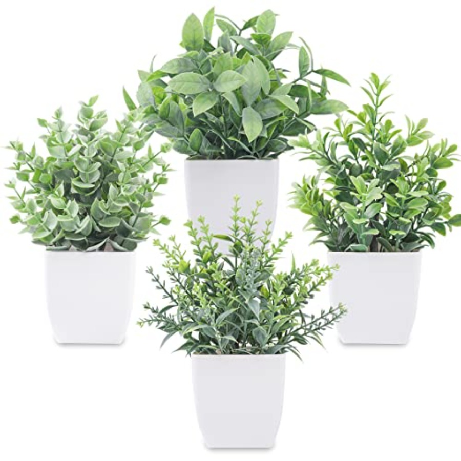 4 パックフェイクプラントミニ人工緑鉢植え家の装飾屋内オフィステーブルルーム農家のバスルームの装飾
