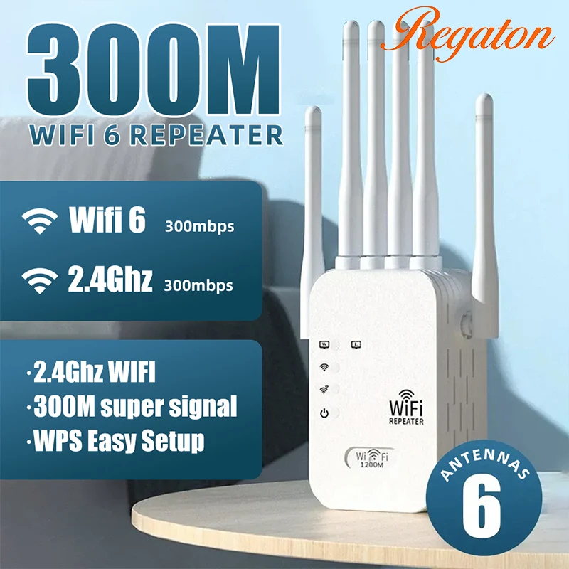 Regaton 300Mbps 2.4GHz WiFi リピーター ワイヤレス信号ブースター高速 WiFi アンプ簡単セットアップホームオフィス用エクステンダー