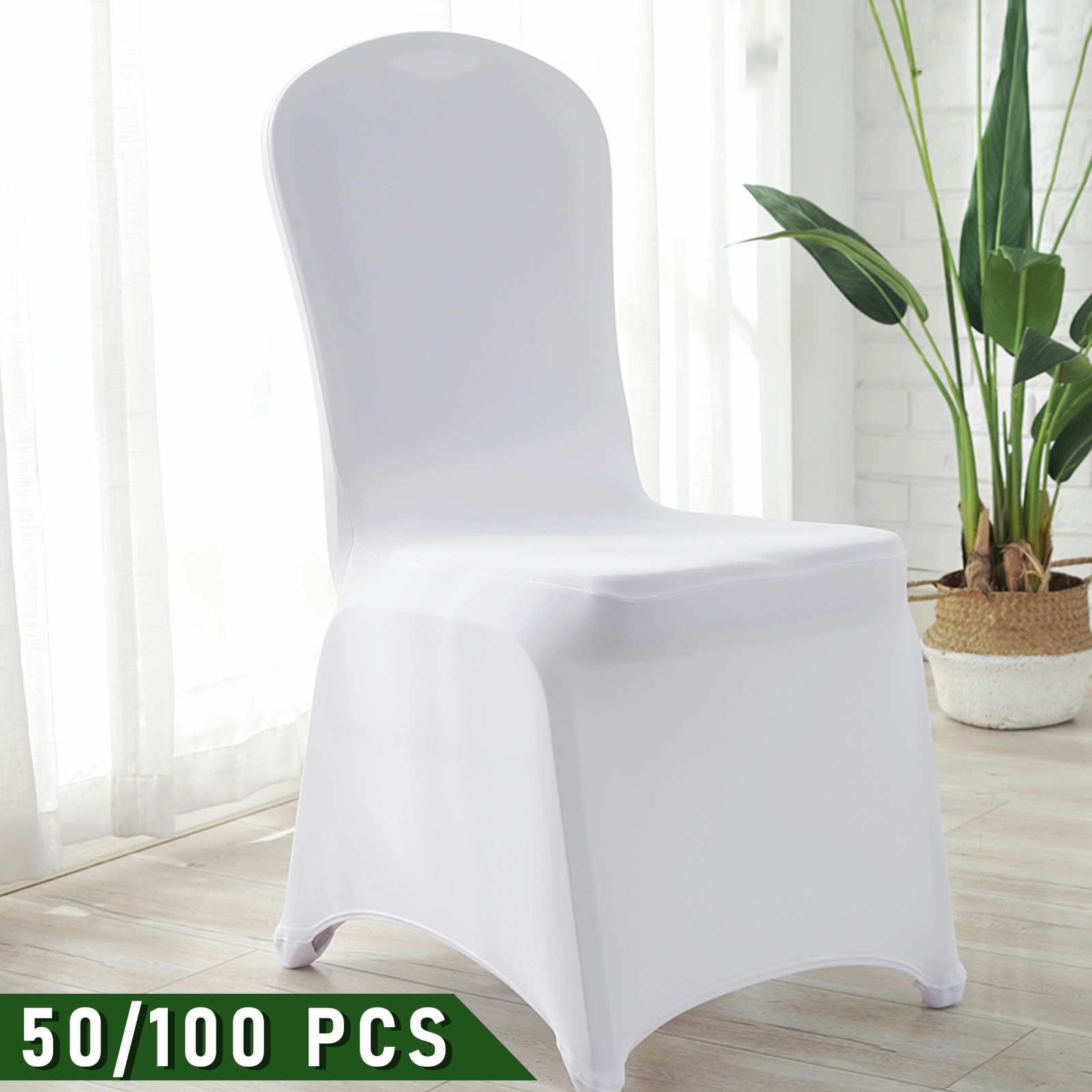 SucceBuy12/30/50/100 個結婚式の椅子カバースパンデックスストレッチスリップカバーレストラン宴会ホテルダイニングパーティー用ホワイトカバー