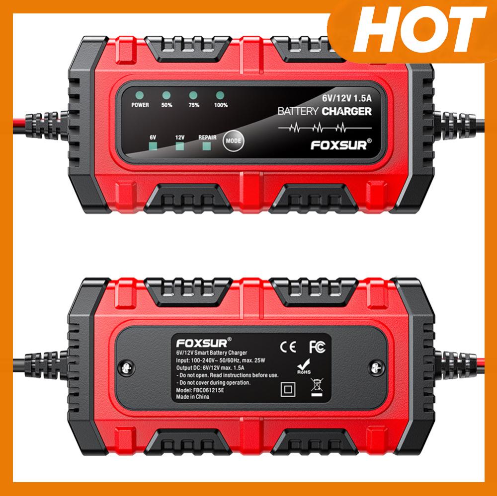 6V 12V 1.5A 鉛酸 AGM GEL バッテリー用スマートカーバッテリー充電器 (米国)