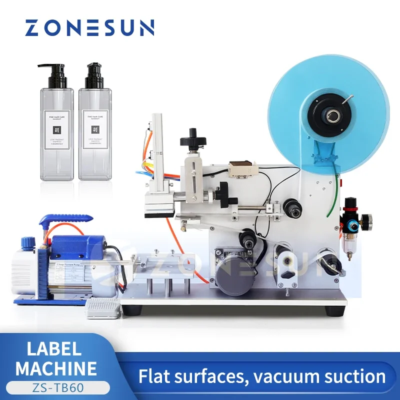 ZONESUN 自動平面ラベリングマシントップラベルアプリケーターボトルカートンボックスバッグラベラー機器 ZS-TB60