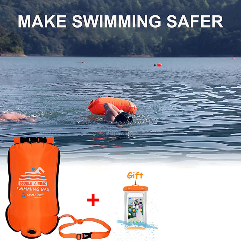 20L 防水インフレータブル水泳ドライバッグ電話ポーチオープンブイ牽引フロートダブルエアバッグウエストベルトウォータースポーツ
