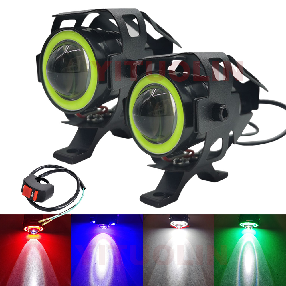エンジェルアイ補助 Led ライトオートバイのヘッドライト 12 ボルト点滅長距離 DRL 追加スポットライトランプレンズフォグランプ