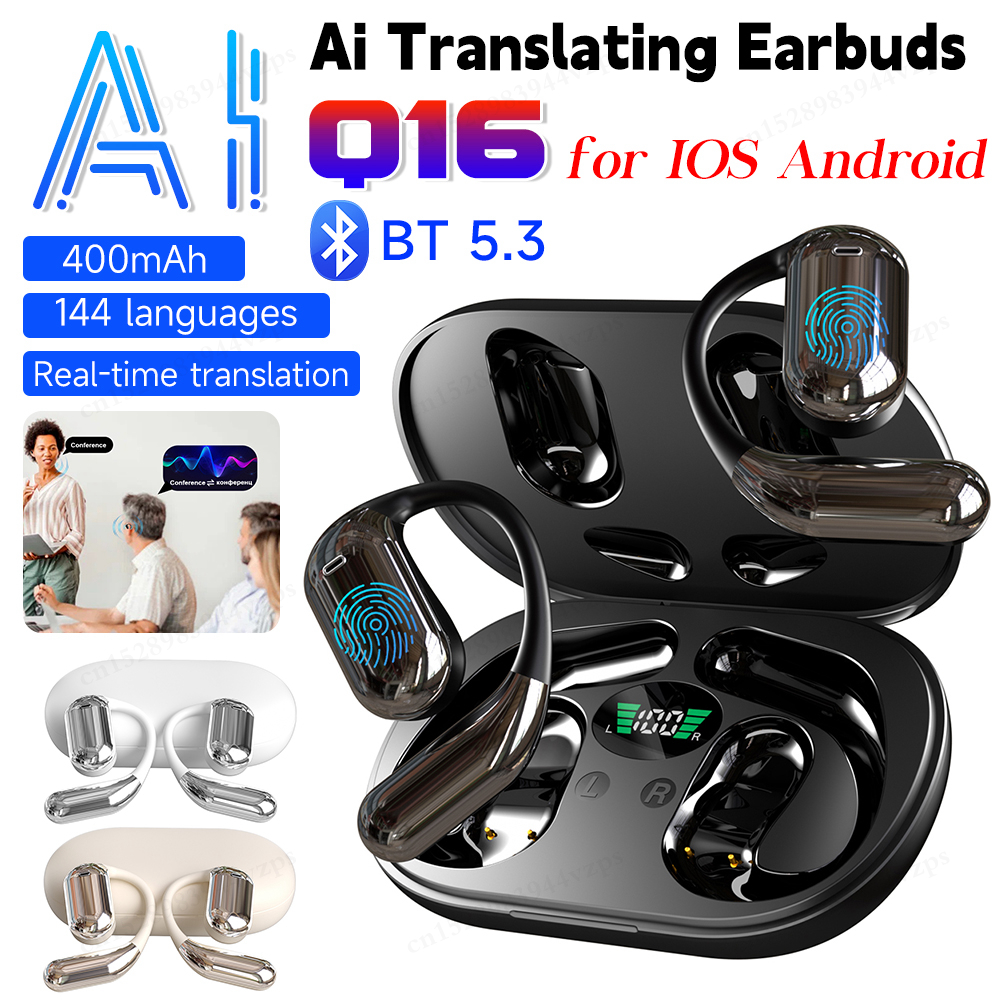 ワイヤレス AI 翻訳イヤフォン 3-in-1 144 言語ノイズキャンセリング Bluetooth 5.3 ヘッドセットインスタント翻訳スマートボイスリアル T