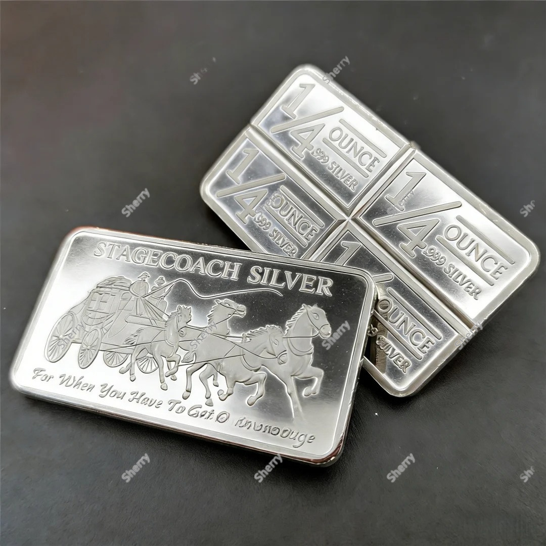 非通貨駅馬車 シルバー メッキ バー 1/4 オンス シルバー レプリカ グッズ お土産 非通貨 ギフト コイン 鉄バー コレクション