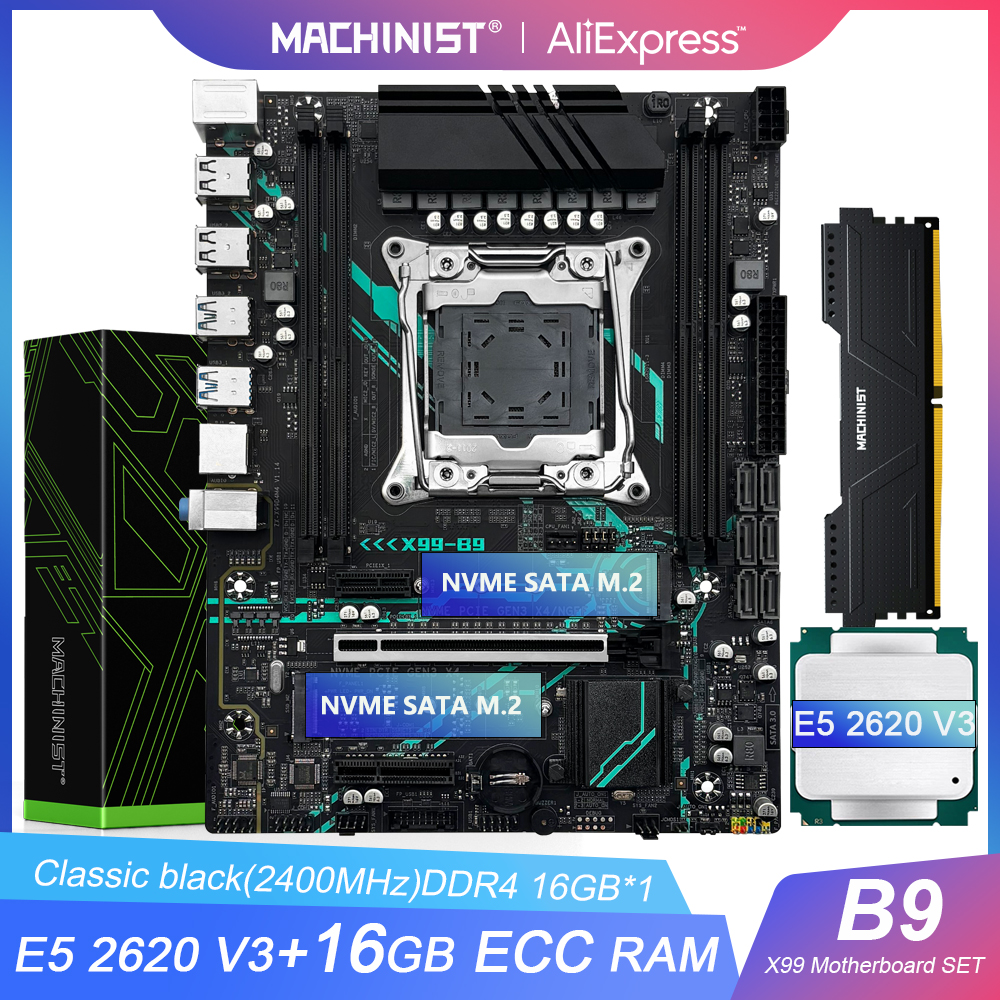 MACHINIST X99 マザーボード LGA 2011-3 Xeon E5 2620 V3 CPU プロセッサキット DDR4 16 ギガバイト 2400MHz RAM コンボ NVME M.2 デュアルチャネル X99-B9