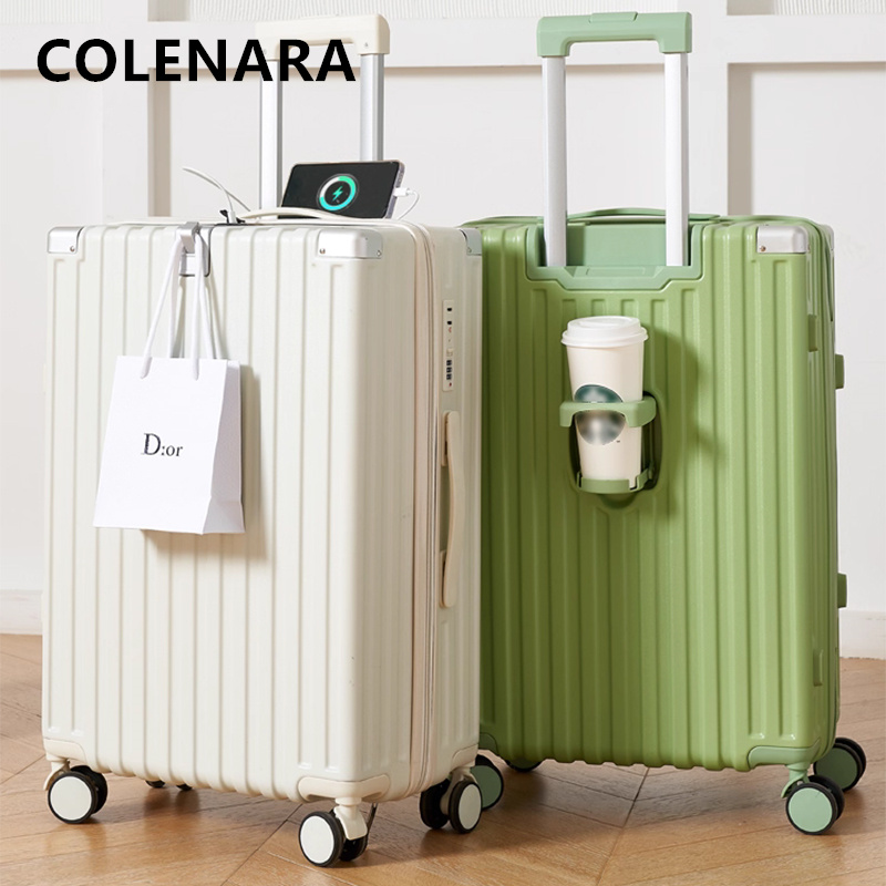 COLENARA ABS PC スーツケースアルミフレーム搭乗ボックス充電トロリーケース 20 "22" 24 "26 インチ多機能旅行かばん