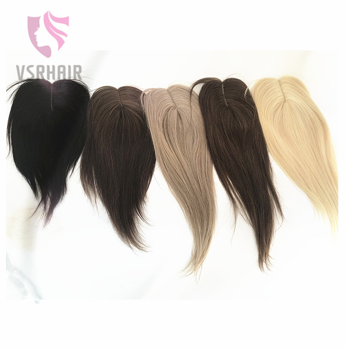 Vsr POP ヘアトッパー人毛クリップインワンピースピアノカラーブロンドスイスレース 2 クリップヘアトッパー女性のための