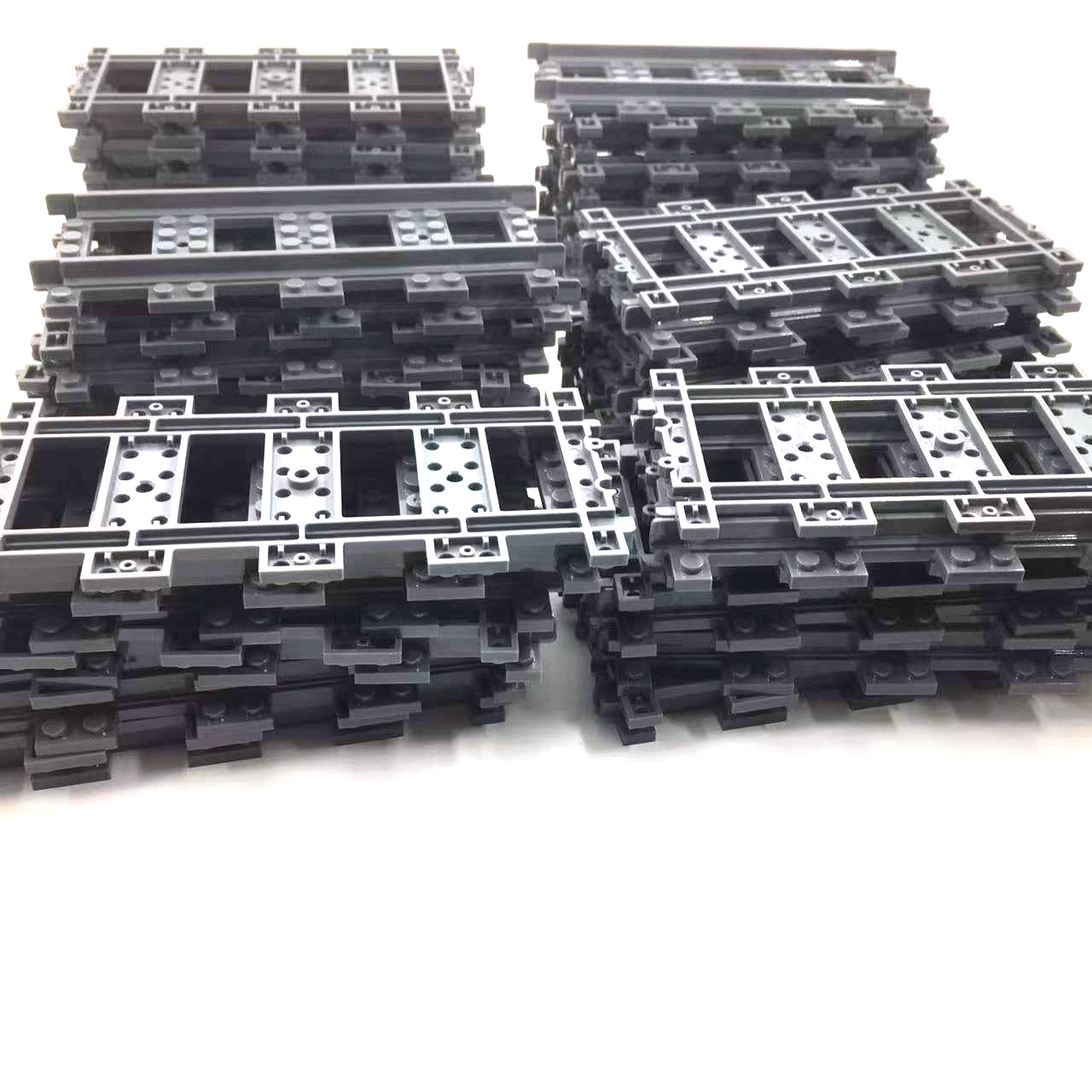 50 ピース/ロット市内電車線路レールストレートレールテクニカルビルディングブロックセットレンガモデルキッズクラシックおもちゃ子供のため